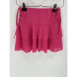 Vintage Cover Me Cover Up Skirt Womens Small Pink Ruched Ruffles Mesh Stretchy